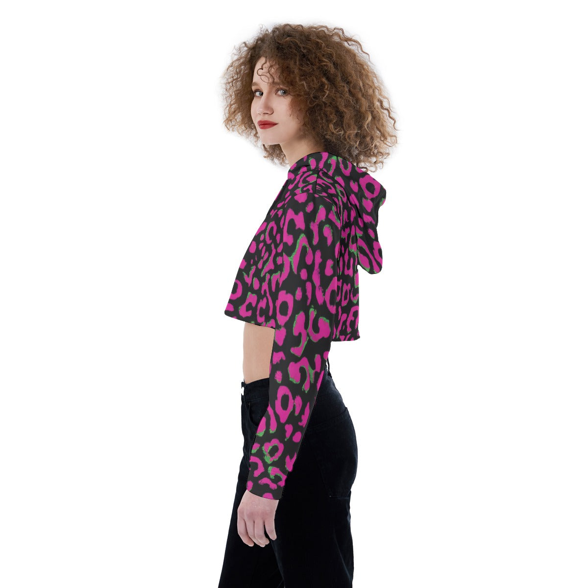 Neon//Cheetah Crop Hoodie