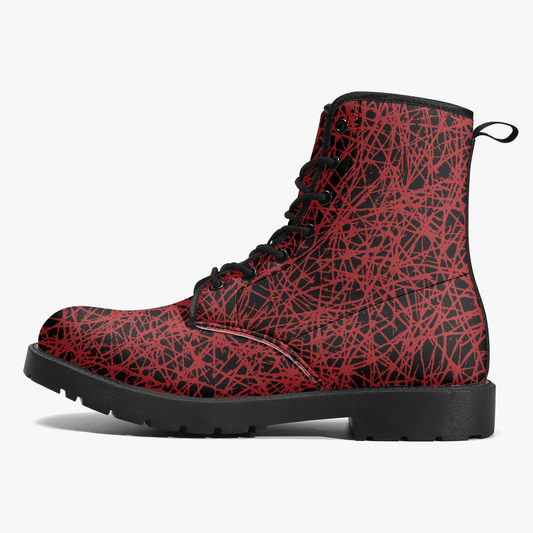 red//scratch boots
