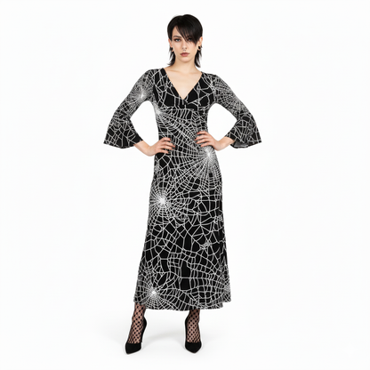 all//webs V-Neck Long Sleeve Maxi Dress