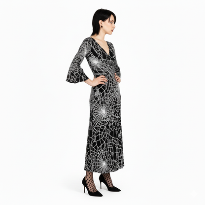 all//webs V-Neck Long Sleeve Maxi Dress