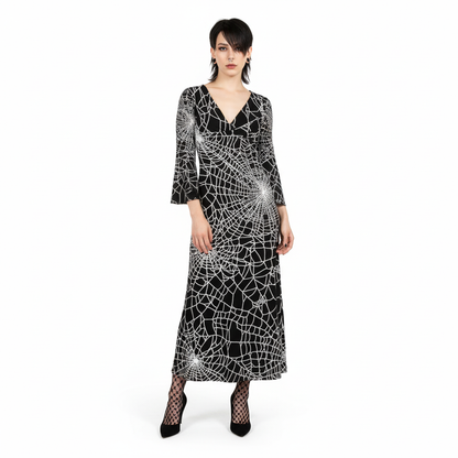 all//webs V-Neck Long Sleeve Maxi Dress