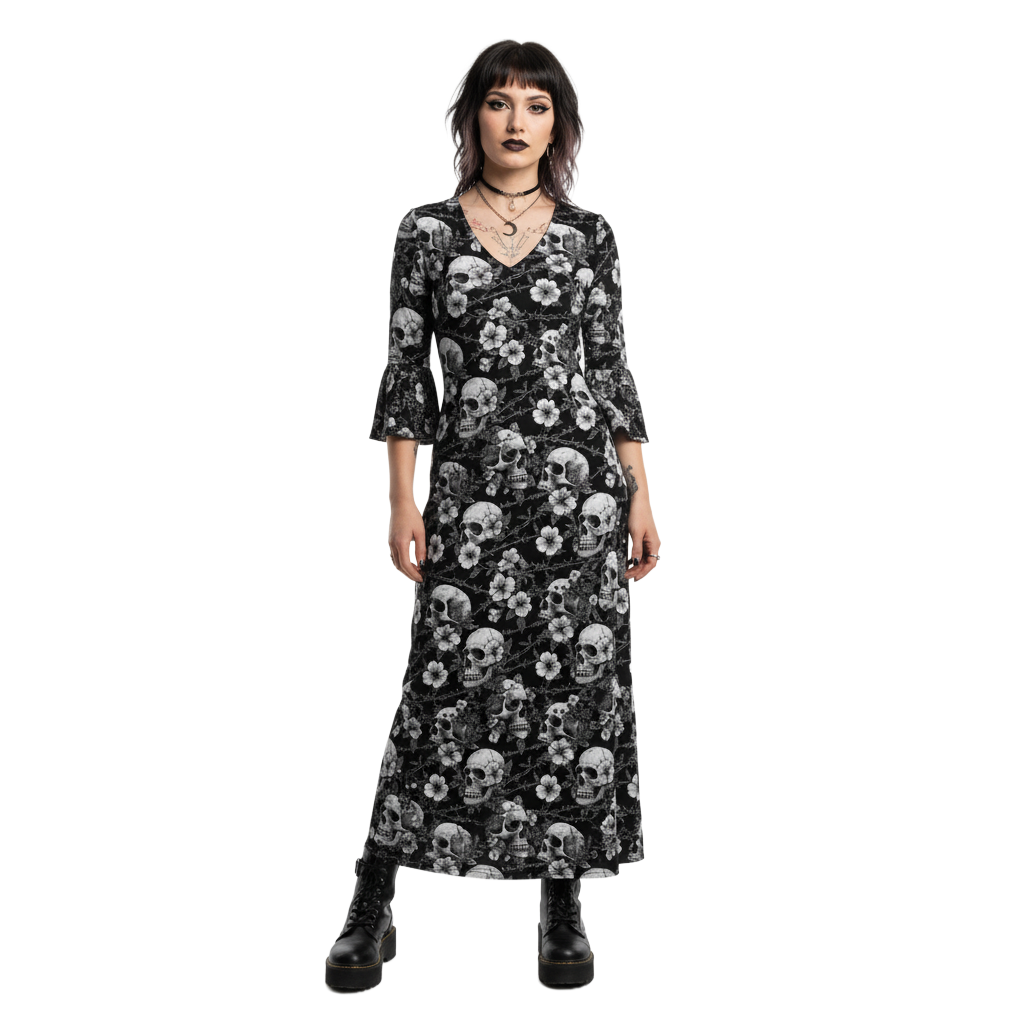 Barbed//Skull Maxi Dress