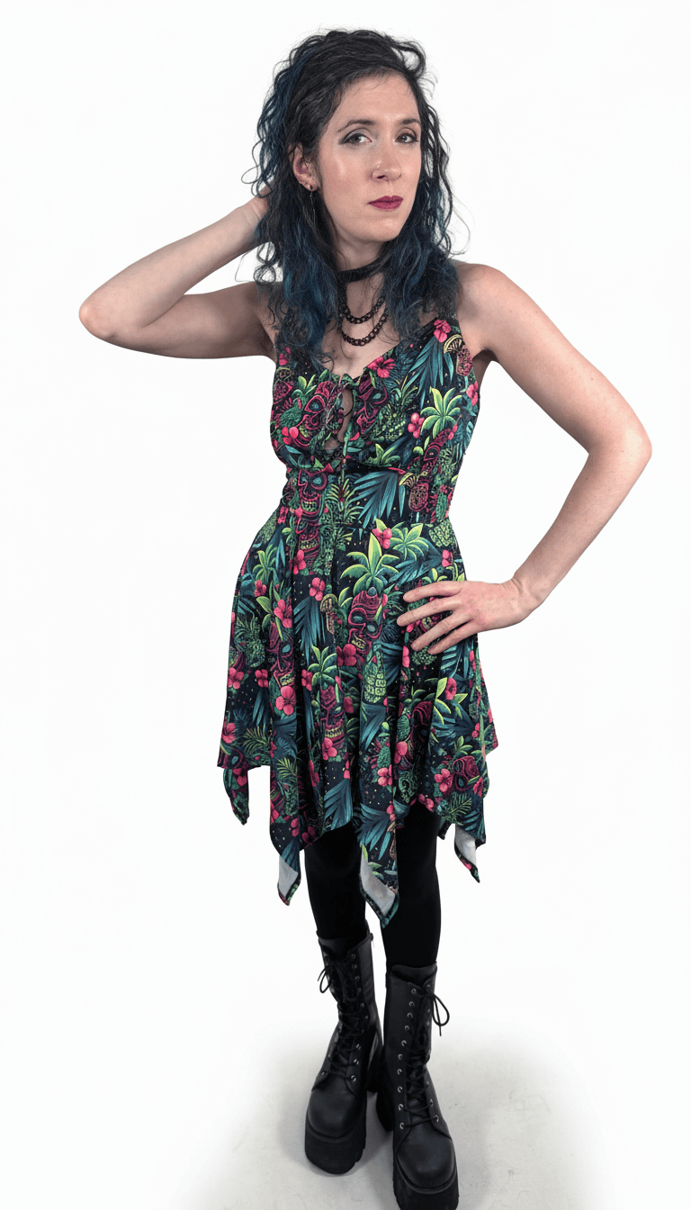 Neon Paradise Handkerchief Dress [[LavaLuau x Triskeleton Collab]]