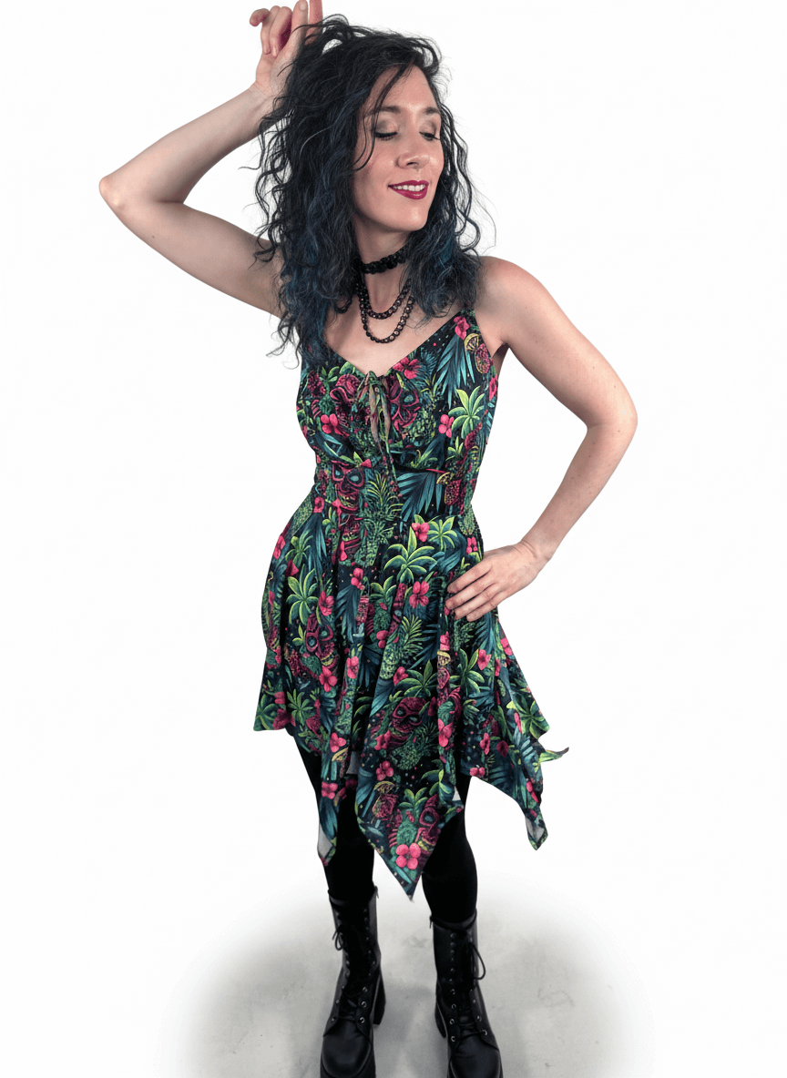 Neon Paradise Handkerchief Dress [[LavaLuau x Triskeleton Collab]]