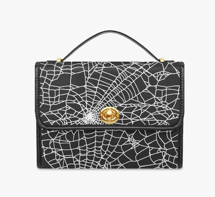 white//web vegan leather crossbody purse