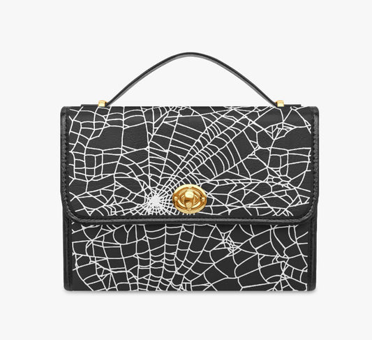 white//web vegan leather crossbody purse