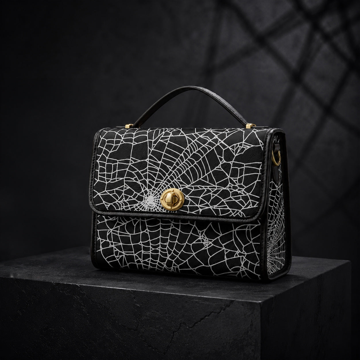 white//web vegan leather crossbody purse