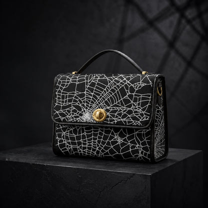 white//web vegan leather crossbody purse