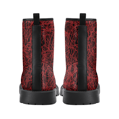 red//scratch boots
