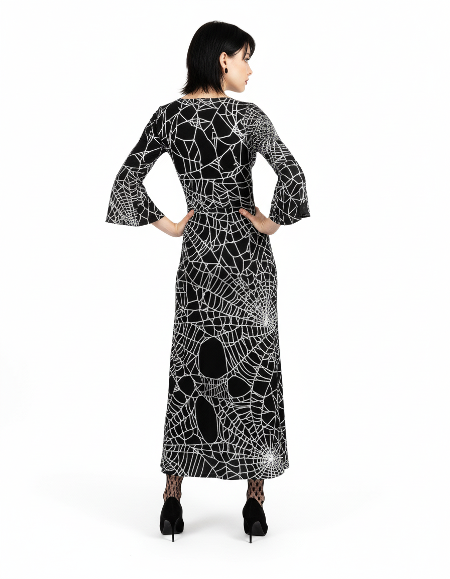 all//webs V-Neck Long Sleeve Maxi Dress