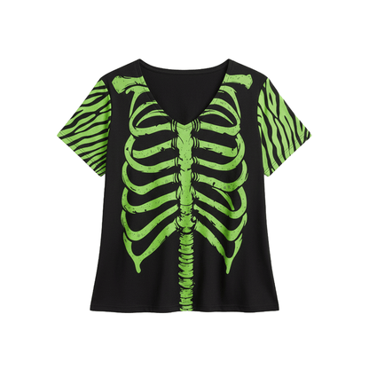 Rib//Stripe V Neck Lady Tee