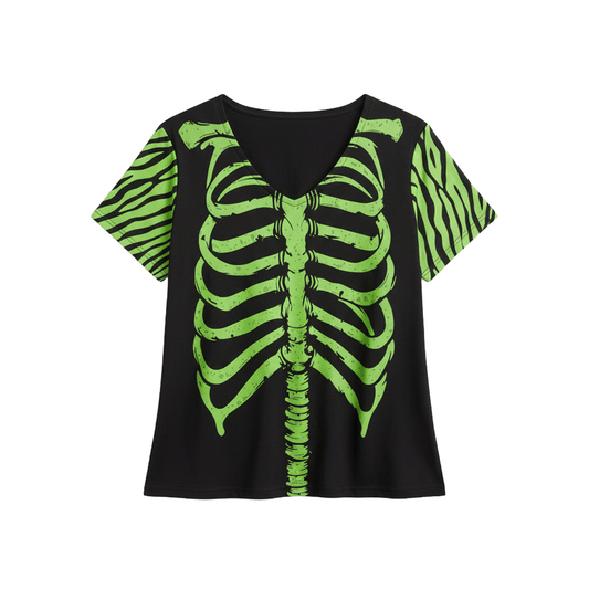 Rib//Stripe V Neck Lady Tee